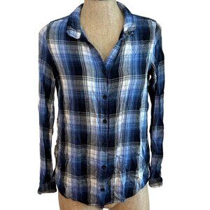 Thread‎ & Supply Blue Plaid Relaxed Fit Button Up Shirt M